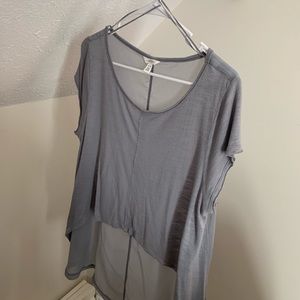 Gray Mesh Back Top
